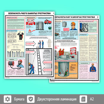 Плакаты «Безопасность работ в замкнутых пространствах» (С-107, 2 листа, А2)